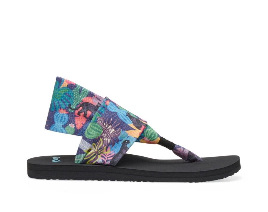 sanuk_sling_st_tropical_jaguar_black_multi.jpg Sanuk Sling St Tropical Jaguar Black Multi - Image 1