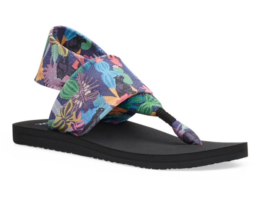 sanuk_w_sling_st_tropical_jaguar_black_multi.jpg Sanuk W Sling St Tropical Jaguar Black Multi - Image 1